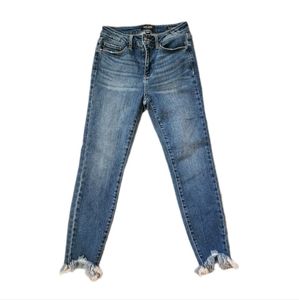 Judy Blue High Waist Skinny Fit Shark Bite Hem Medium Blue Jeans, Style JB8842